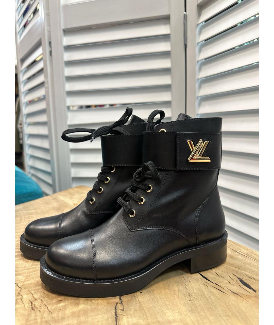 LOUIS VUITTON Черные кожаные ботинки, фото 2