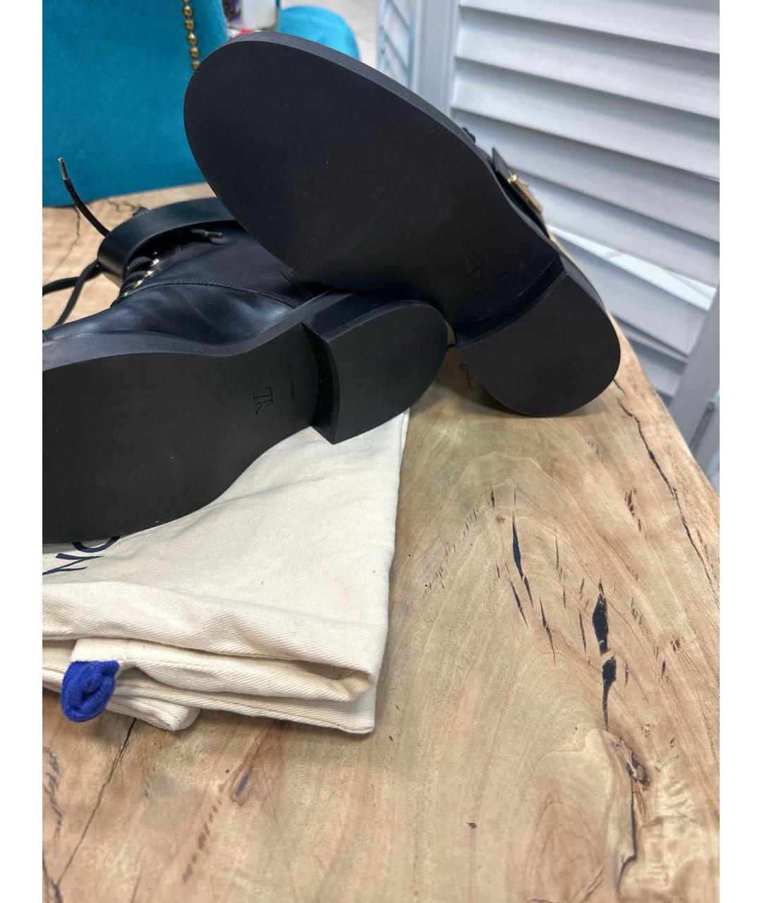 LOUIS VUITTON Черные кожаные ботинки, фото 5
