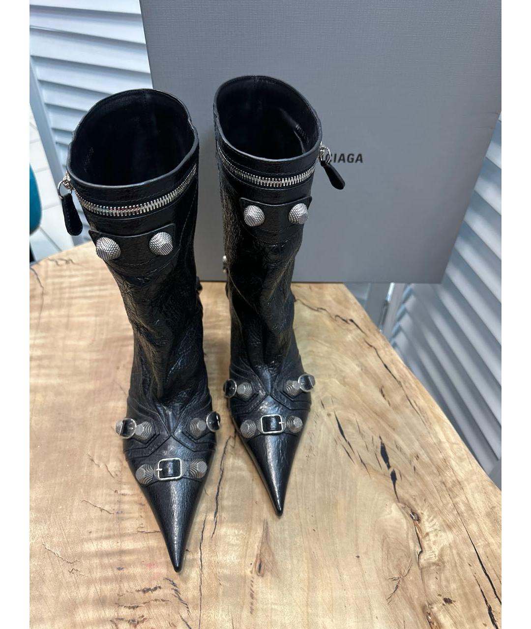 BALENCIAGA Черные кожаные ботильоны, фото 3
