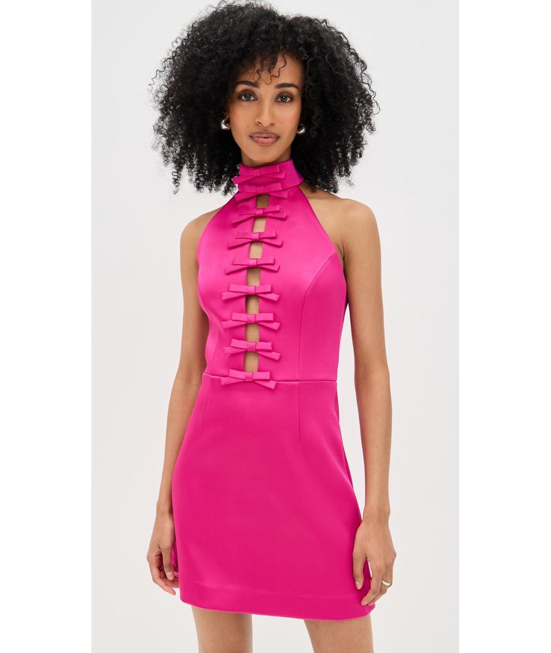 REBECCA VALLANCE Фуксия полиэстеровое коктейльное платье, фото 8