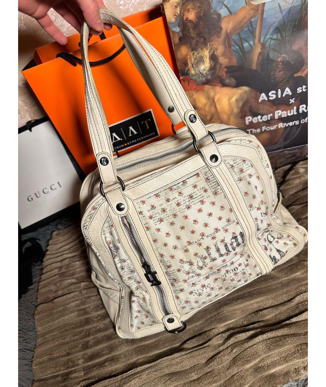 JOHN GALLIANO Белая сумка с короткими ручками, фото 9