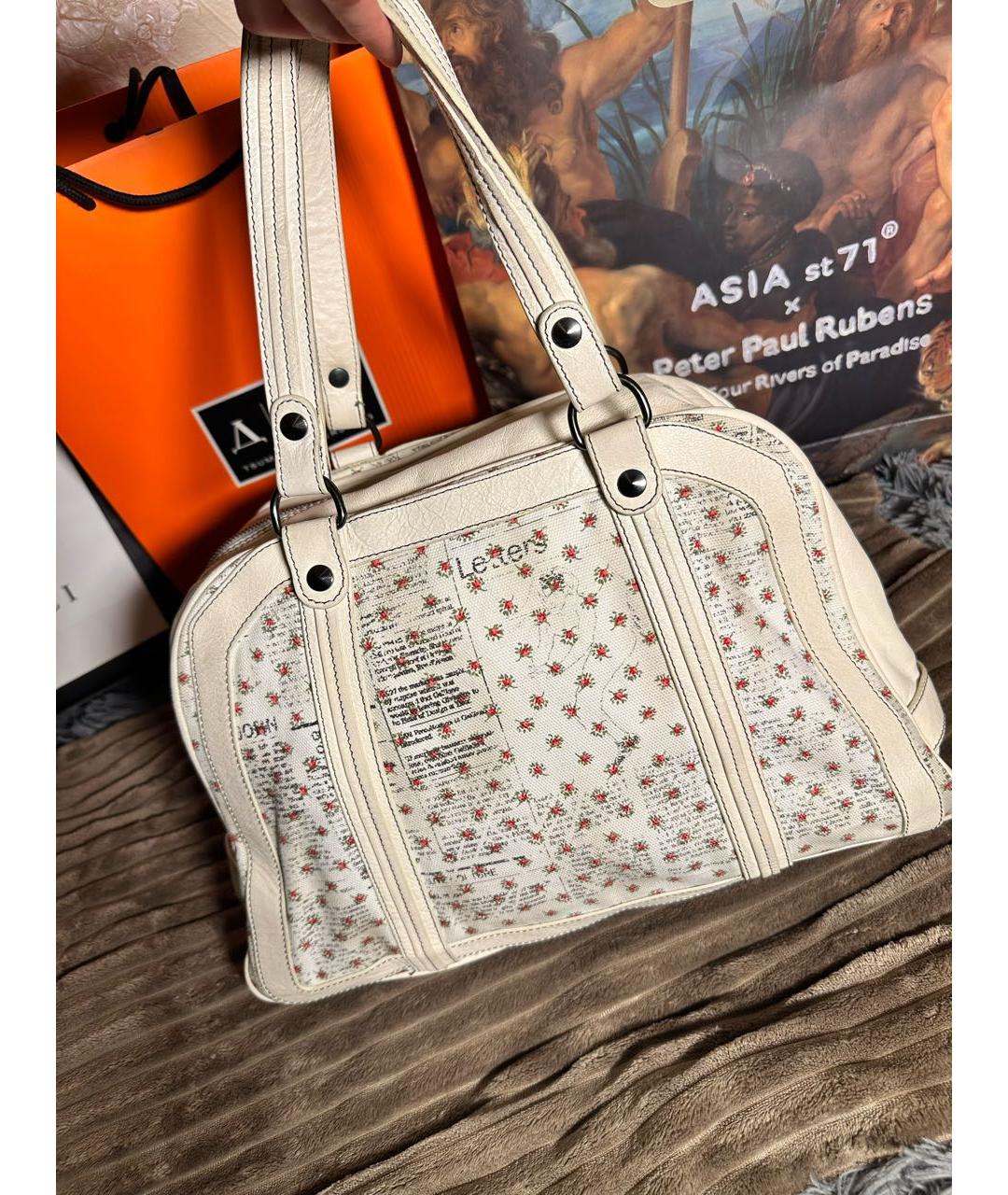 JOHN GALLIANO Белая сумка с короткими ручками, фото 2