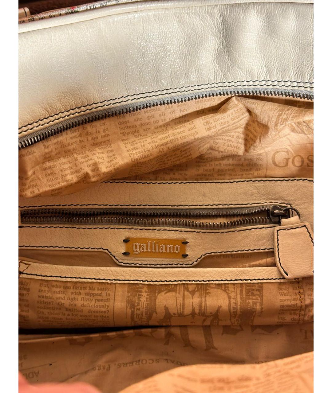 JOHN GALLIANO Белая сумка с короткими ручками, фото 7