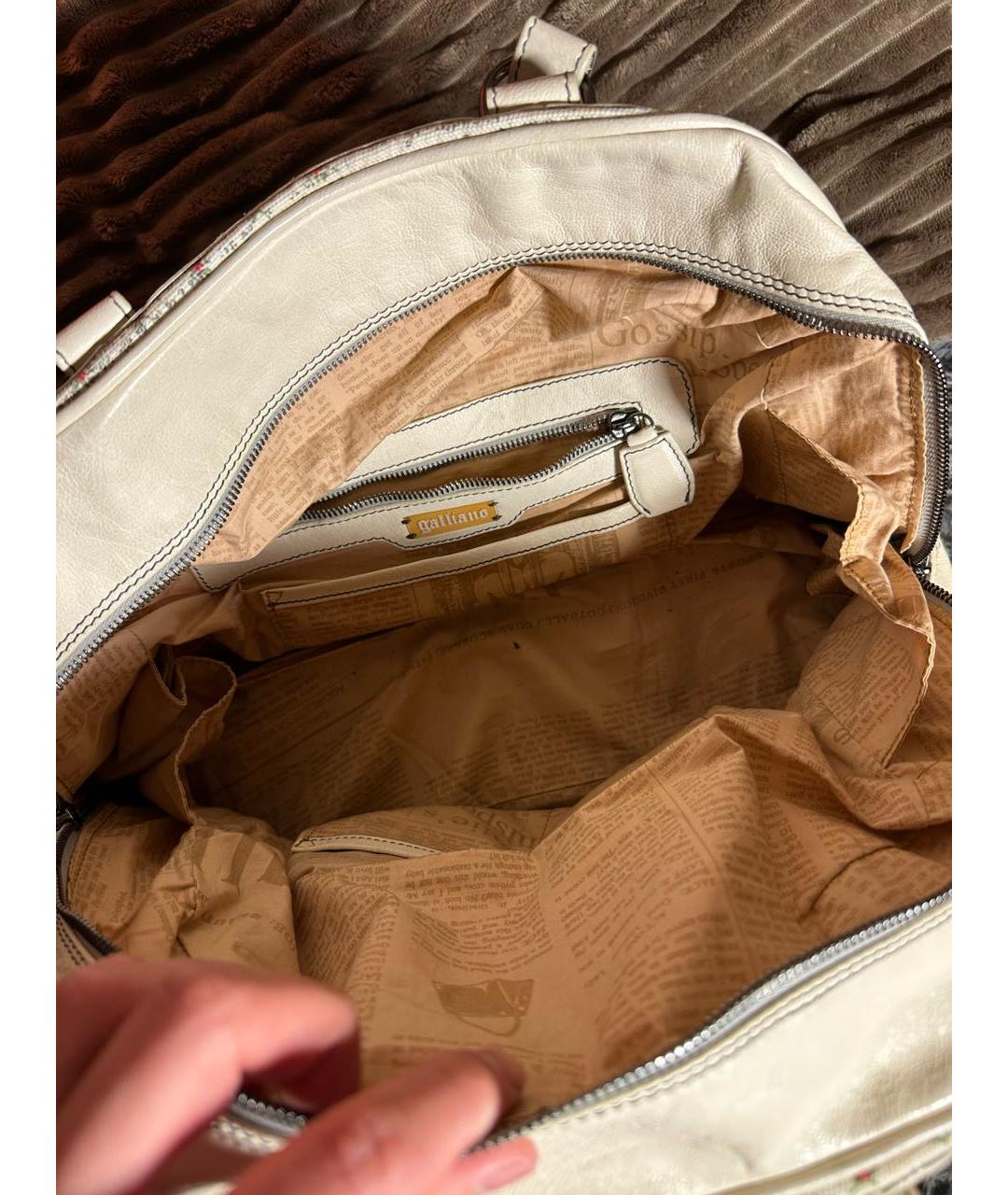 JOHN GALLIANO Белая сумка с короткими ручками, фото 8