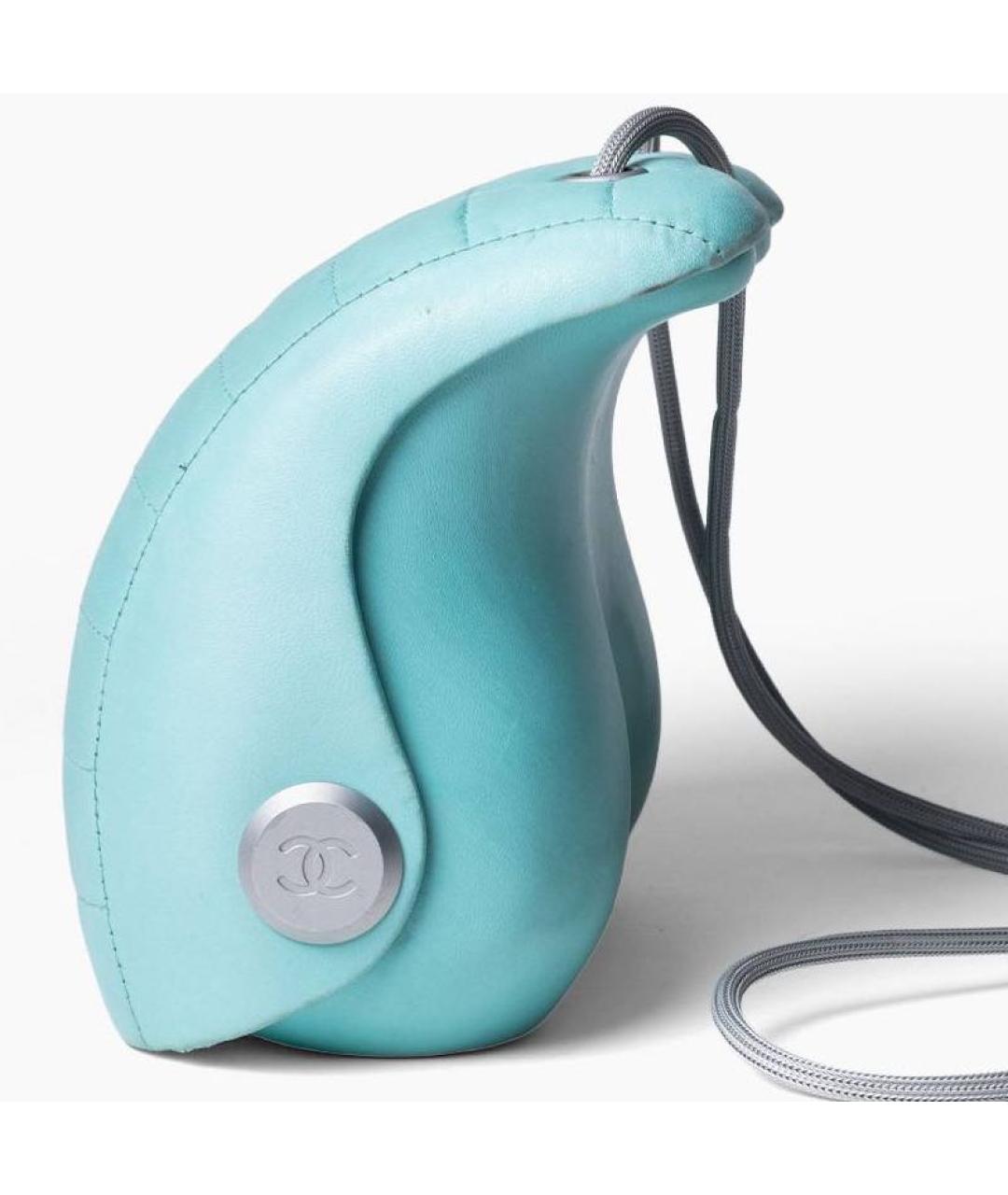 CHANEL Бирюзовая кожаная сумка через плечо, фото 3