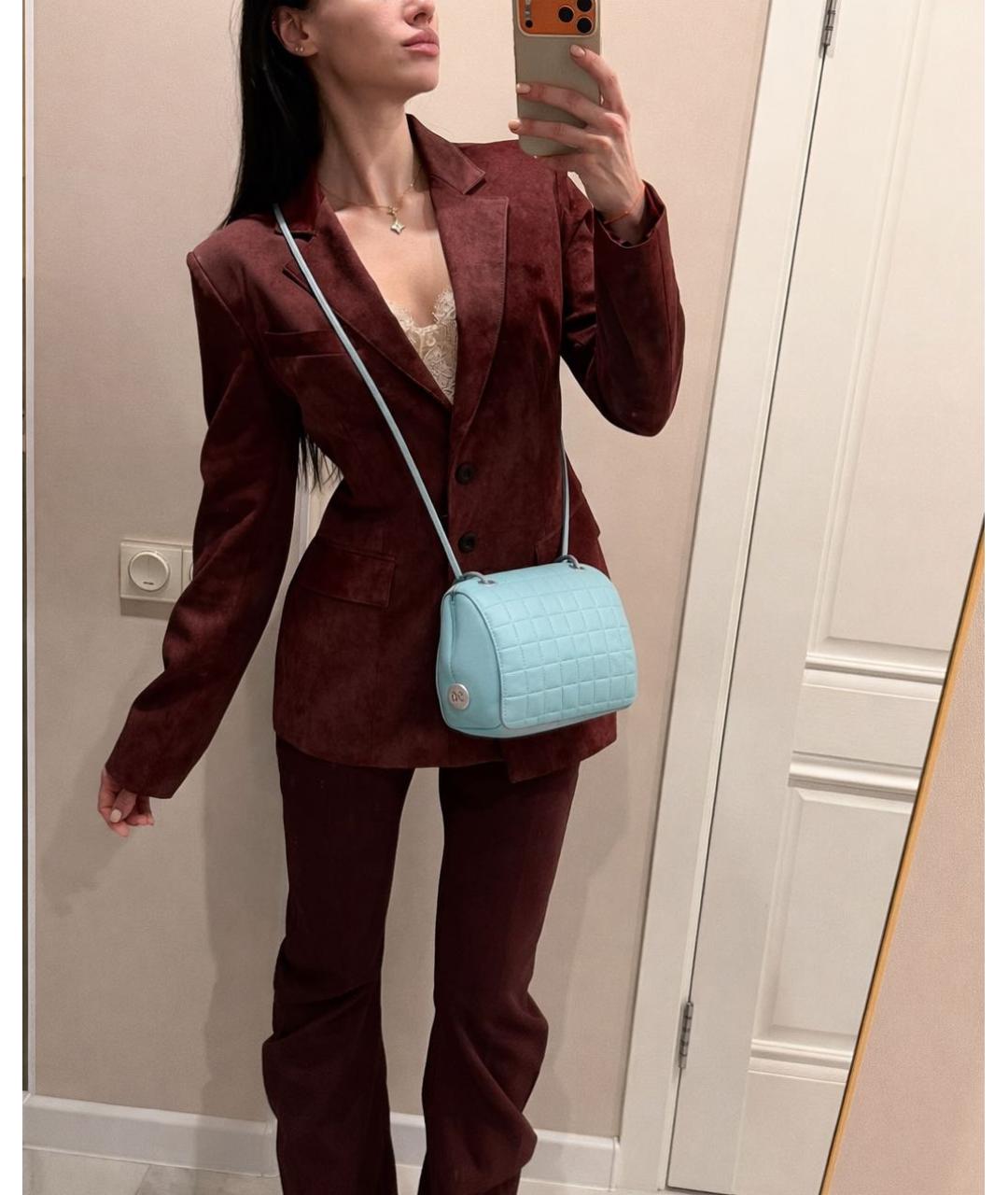 CHANEL Бирюзовая кожаная сумка через плечо, фото 2