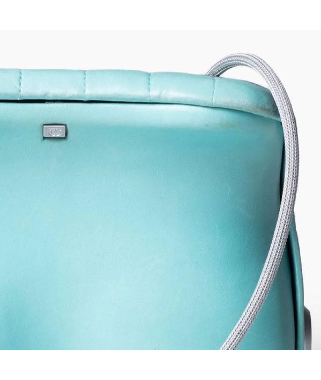 CHANEL Бирюзовая кожаная сумка через плечо, фото 6