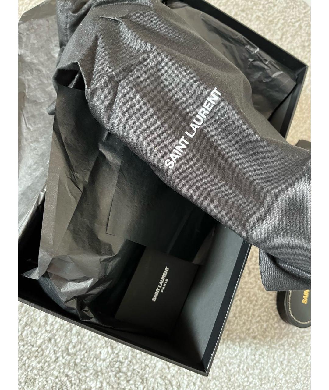 SAINT LAURENT Черные кожаные сабо, фото 5