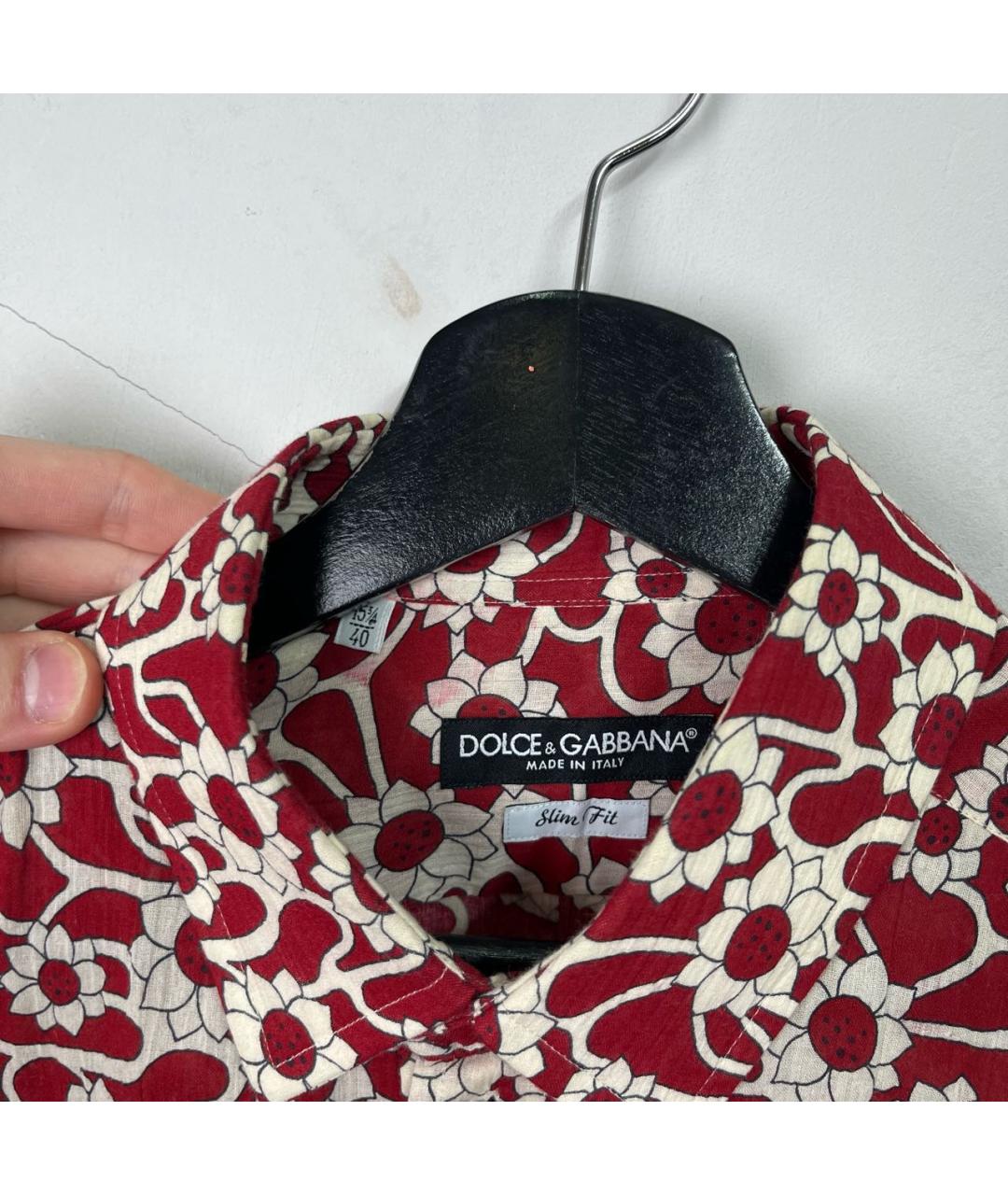 DOLCE&GABBANA Бордовая хлопковая кэжуал рубашка, фото 7