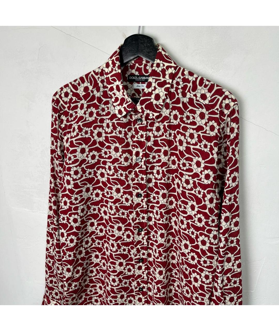 DOLCE&GABBANA Бордовая хлопковая кэжуал рубашка, фото 2