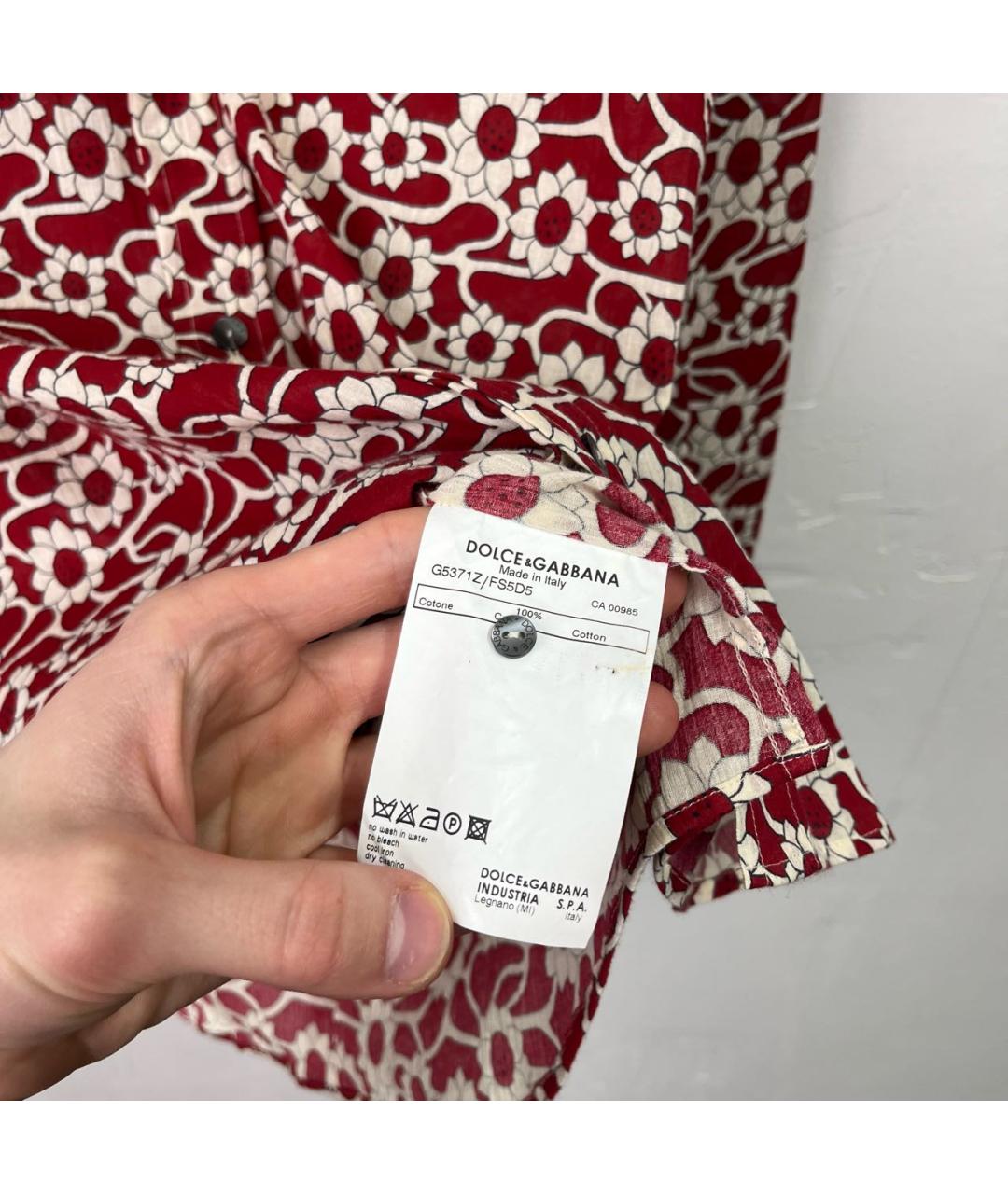 DOLCE&GABBANA Бордовая хлопковая кэжуал рубашка, фото 8