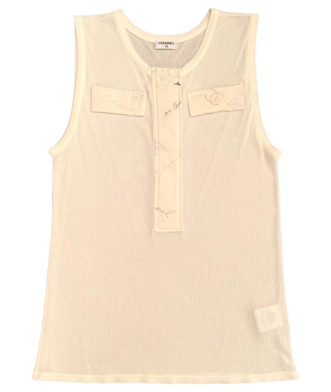 CHANEL Белая вискозная майка, фото 1