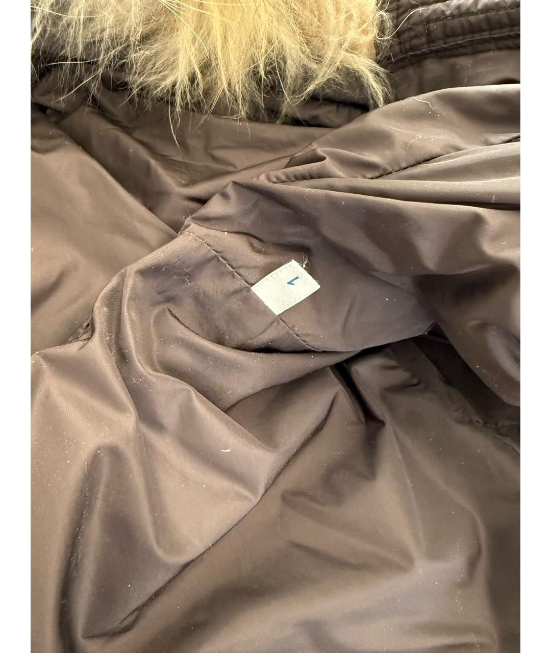 MONCLER Коричневый полиамидовый пуховик, фото 4