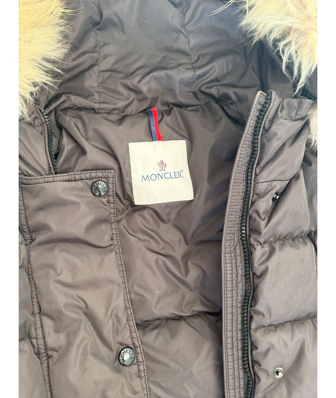 MONCLER Коричневый полиамидовый пуховик, фото 3