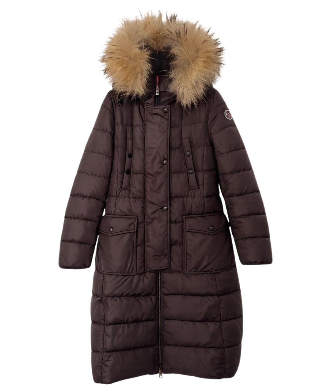 MONCLER Коричневый полиамидовый пуховик, фото 1