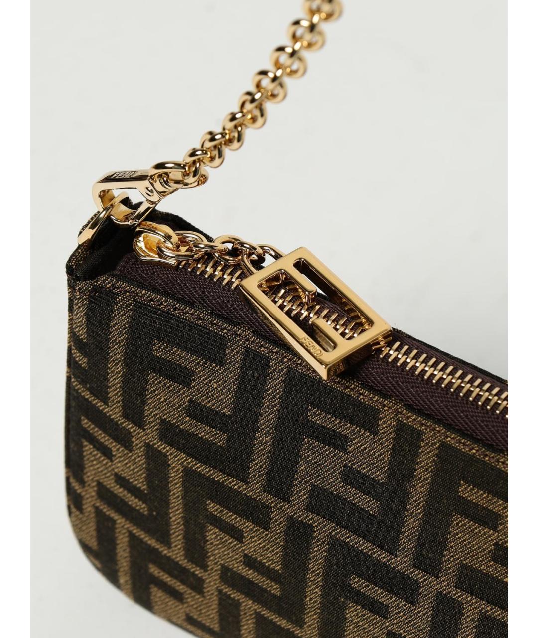 FENDI Коричневая синтетическая сумка через плечо, фото 4