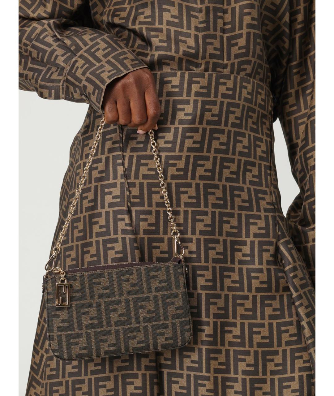 FENDI Коричневая синтетическая сумка через плечо, фото 2