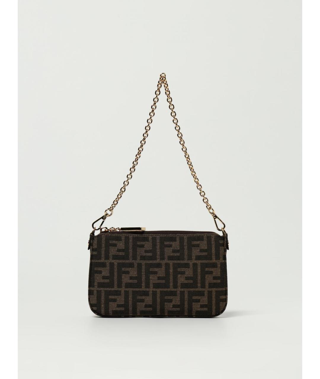 FENDI Коричневая синтетическая сумка через плечо, фото 6