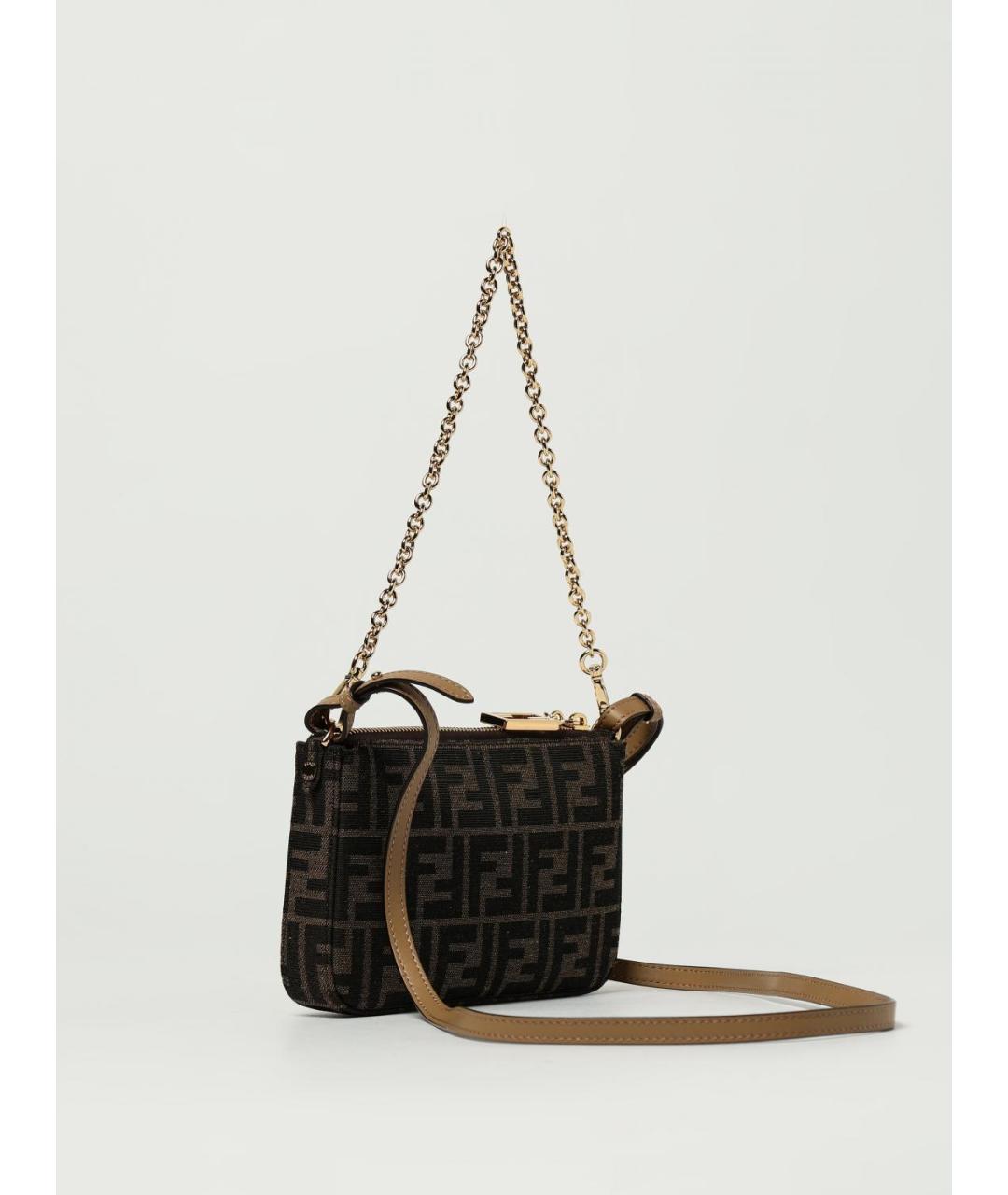 FENDI Коричневая синтетическая сумка через плечо, фото 3