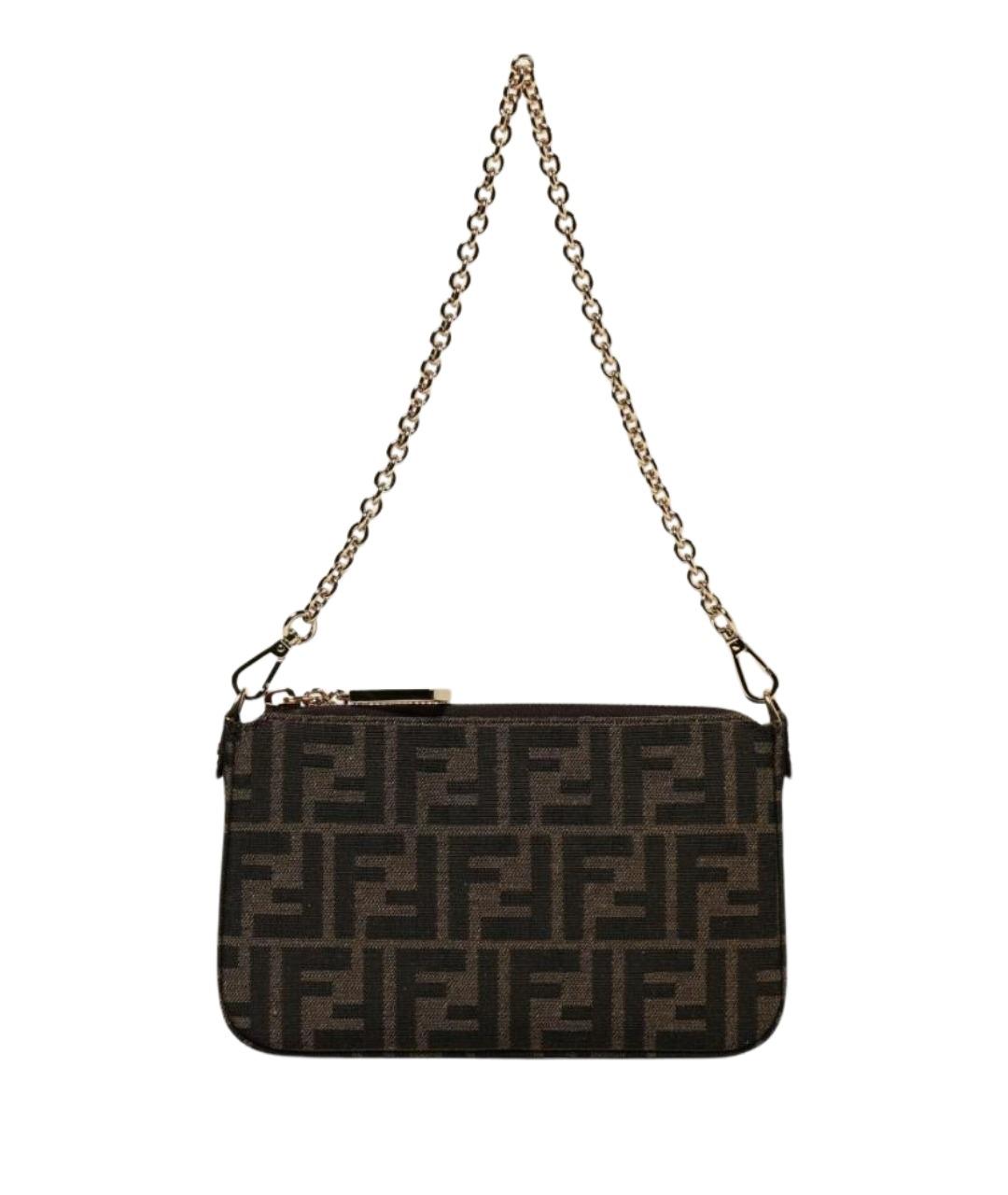 FENDI Коричневая синтетическая сумка через плечо, фото 1