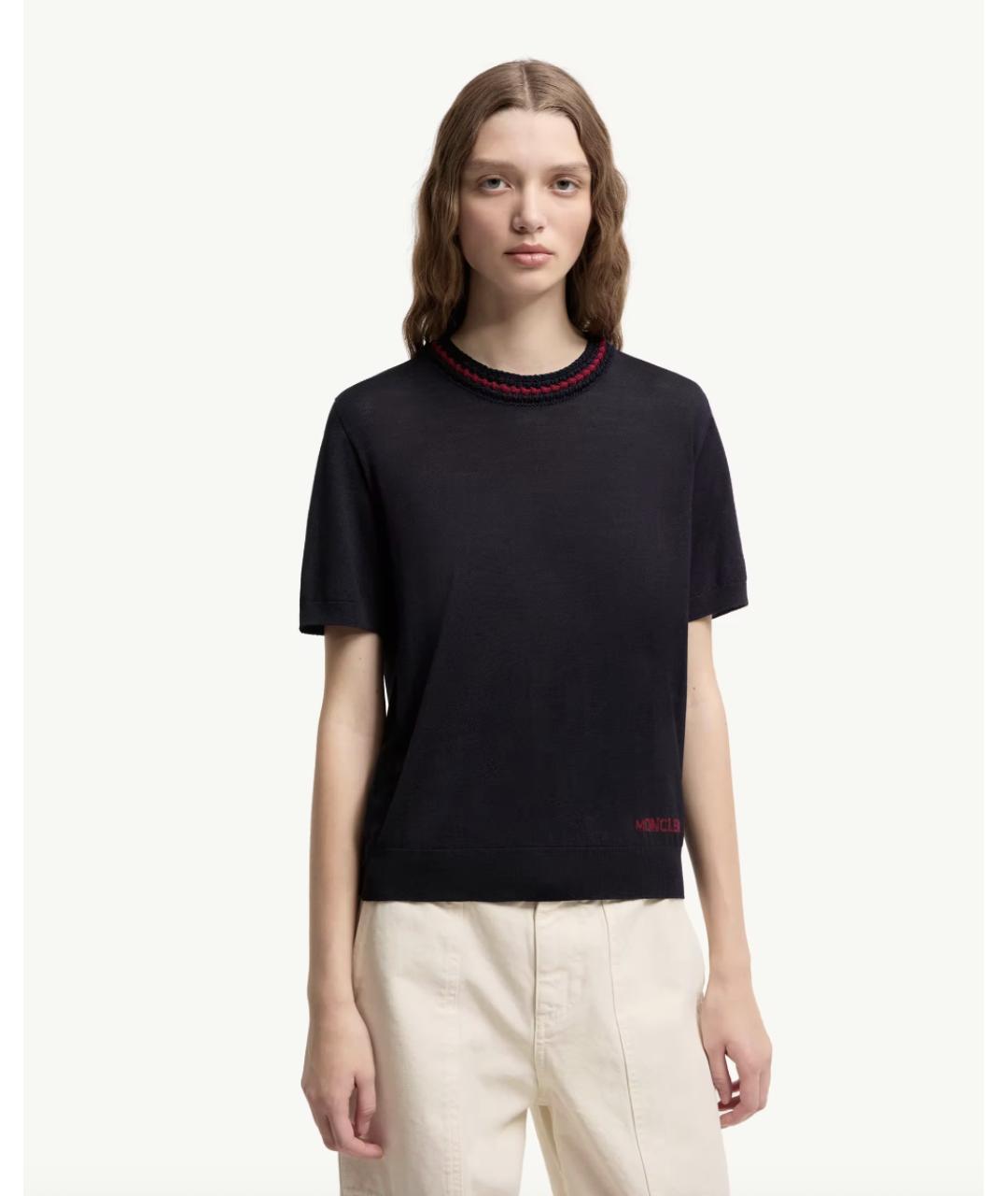 MONCLER Темно-синий шерстяной джемпер / свитер, фото 4