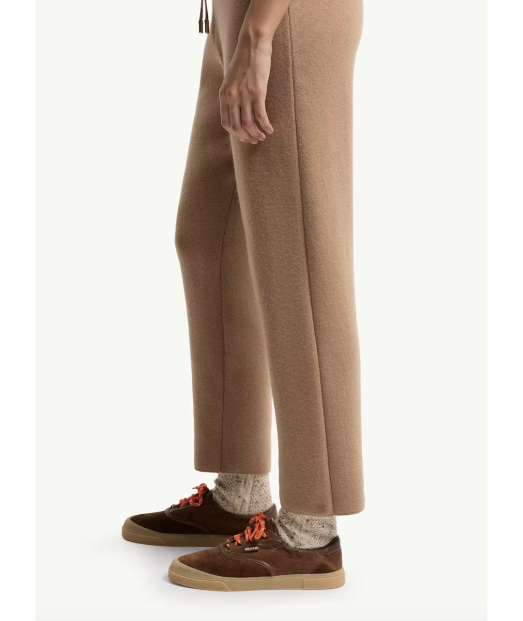 MONCLER Бежевые шерстяные прямые брюки, фото 3