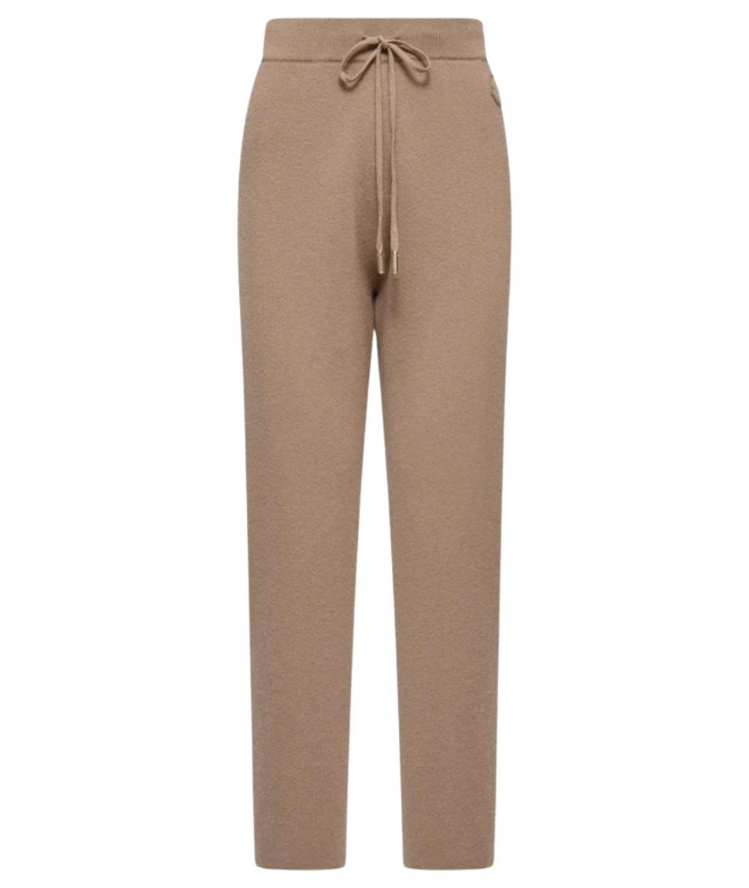 MONCLER Бежевые шерстяные прямые брюки, фото 1