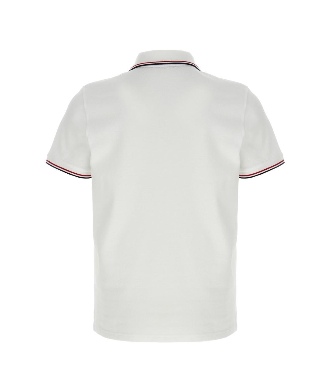MONCLER Белое хлопковое поло с коротким рукавом, фото 4