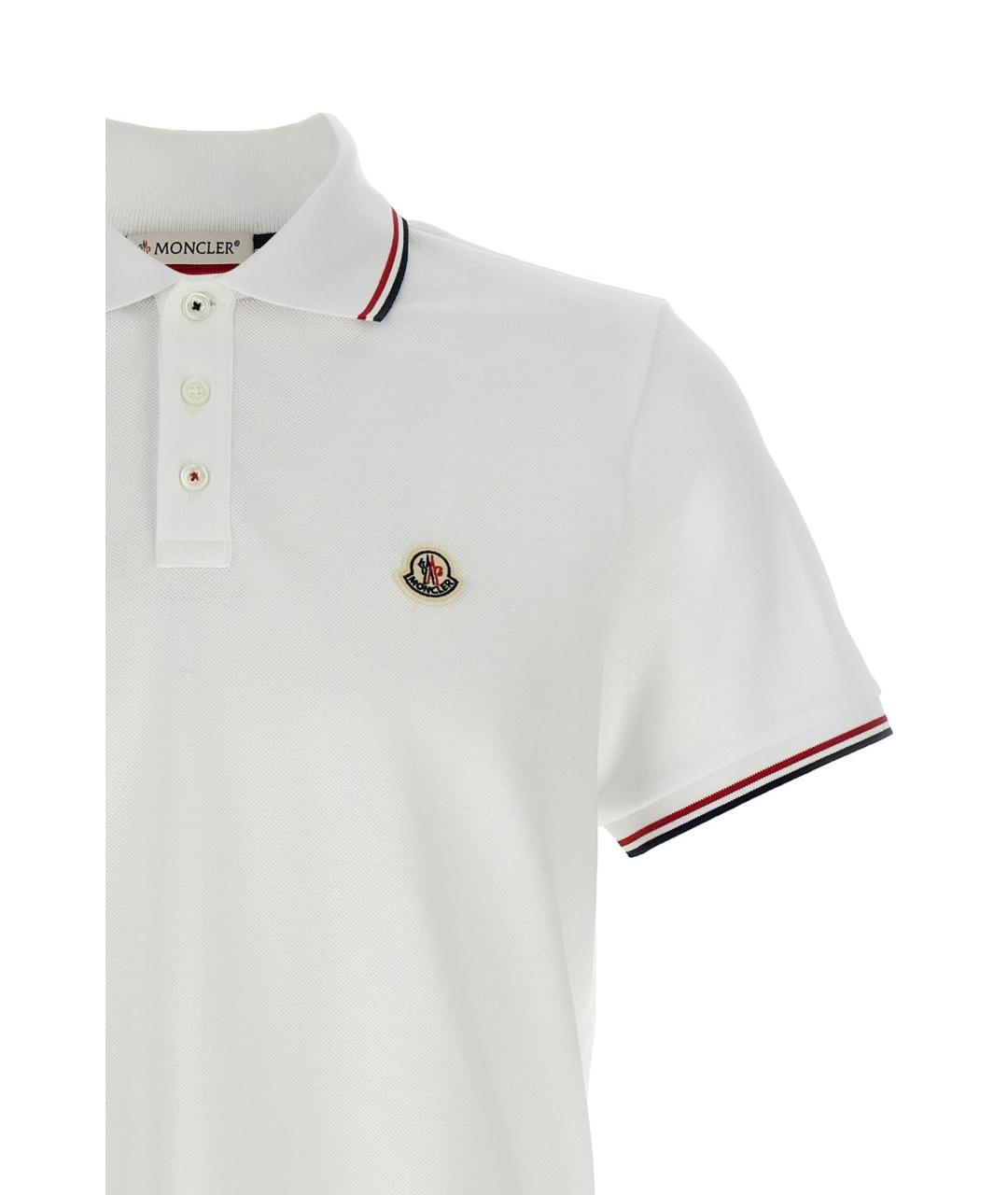 MONCLER Белое хлопковое поло с коротким рукавом, фото 2