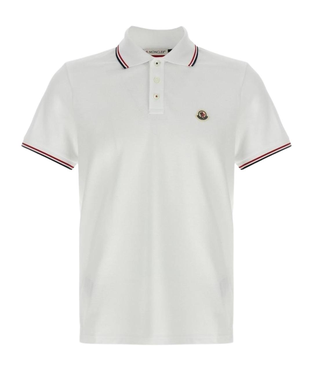 MONCLER Белое хлопковое поло с коротким рукавом, фото 1