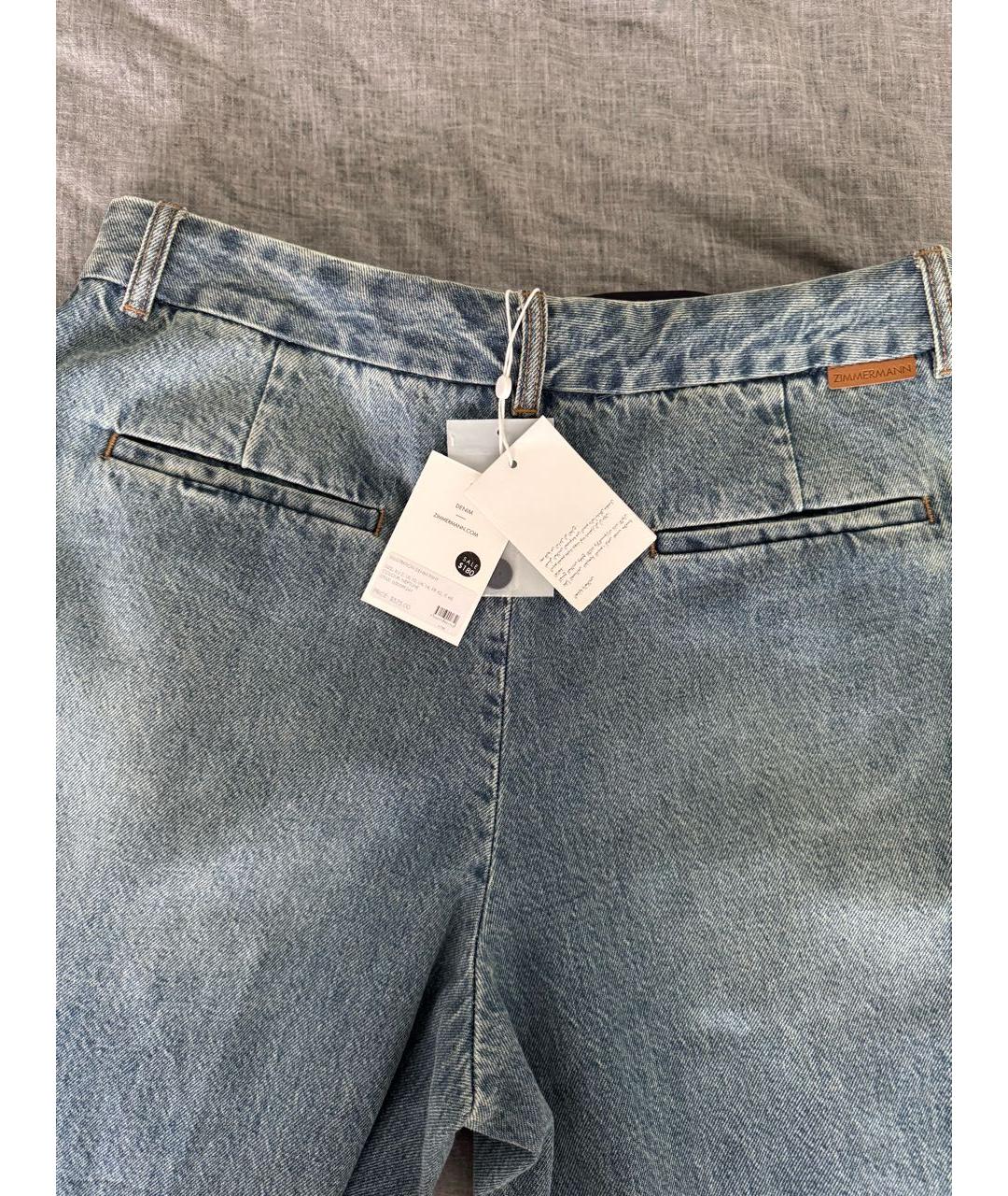ZIMMERMANN Голубые хлопковые прямые джинсы, фото 3