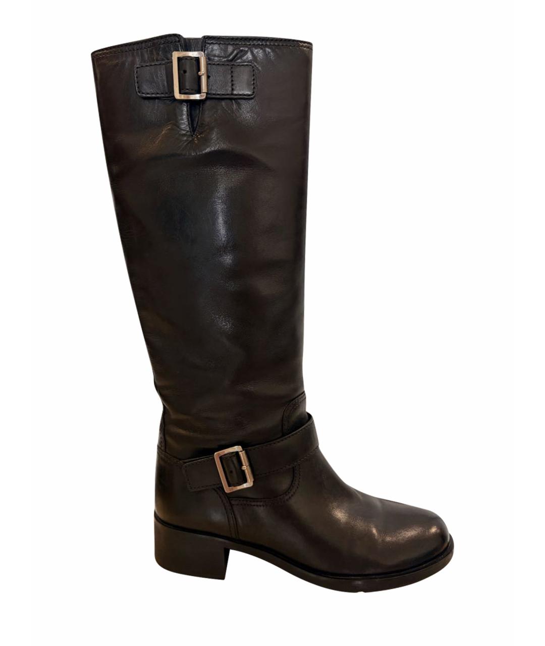 PRADA Черные кожаные сапоги, фото 1