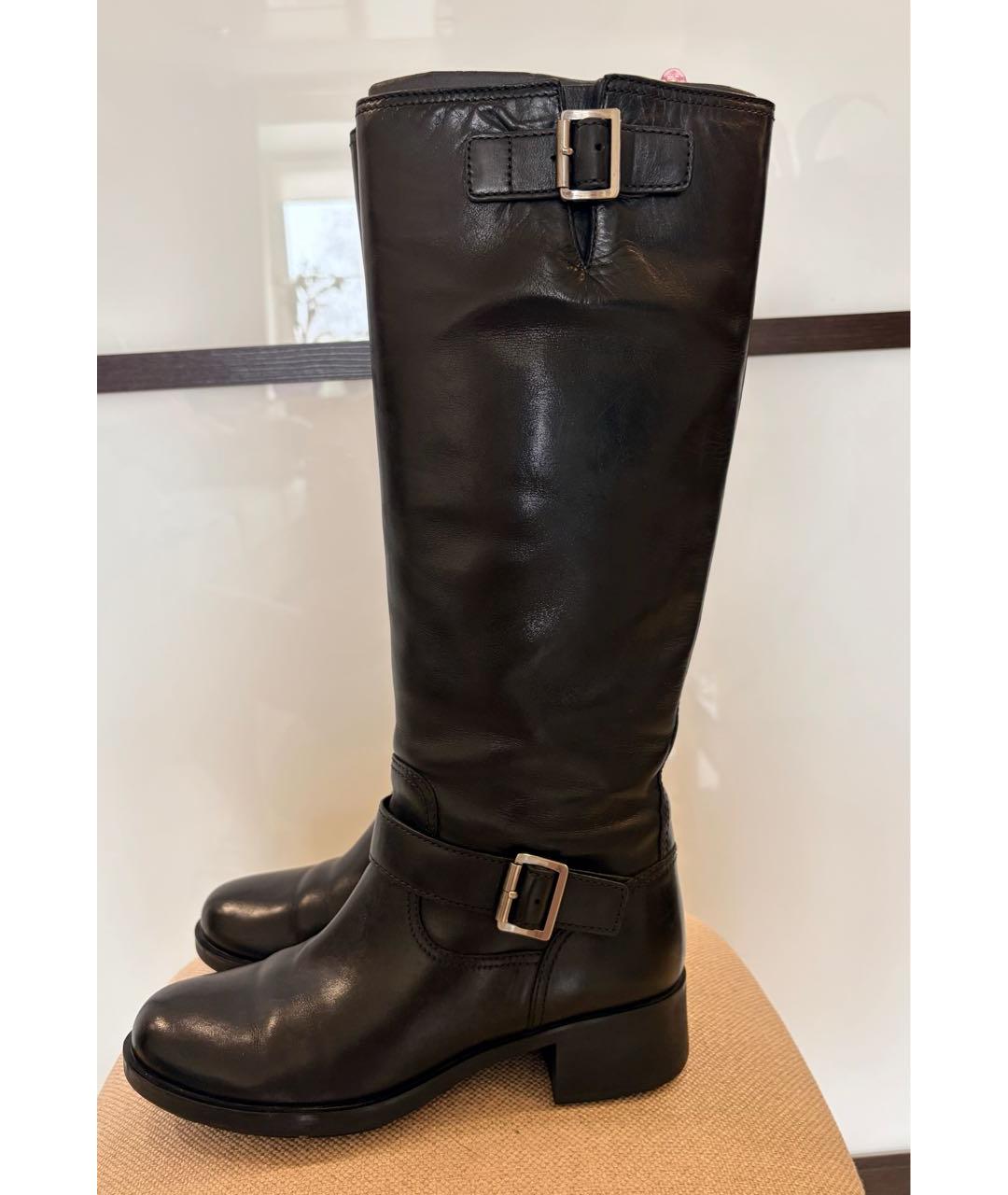 PRADA Черные кожаные сапоги, фото 8