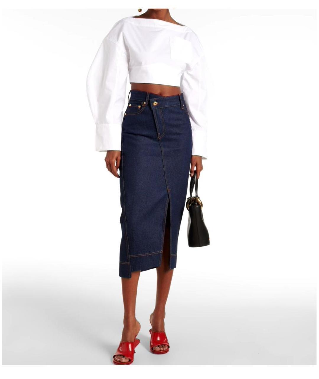 JACQUEMUS Темно-синяя хлопковая юбка миди, фото 2