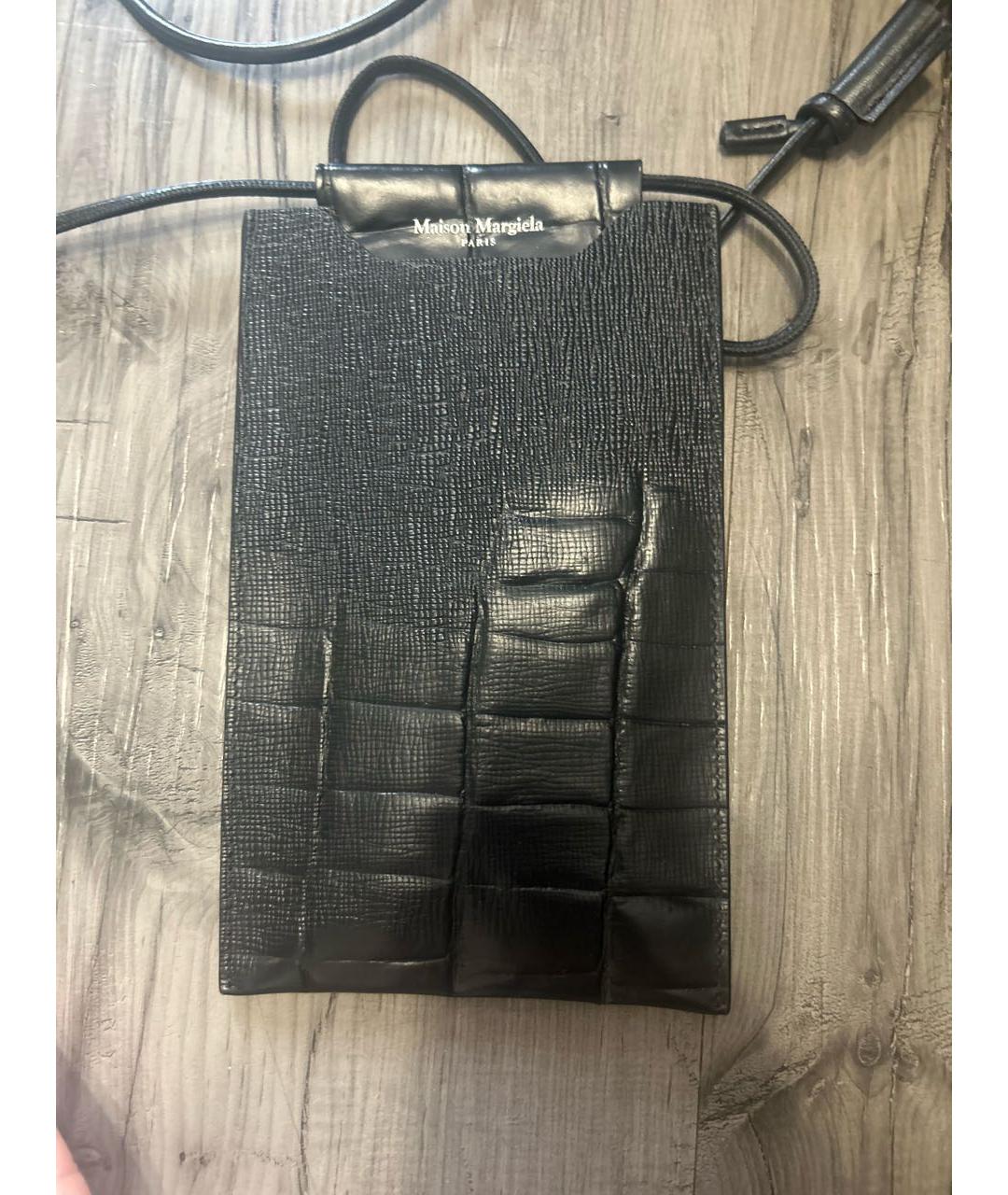 MAISON MARGIELA Черная кожаная сумка через плечо, фото 6