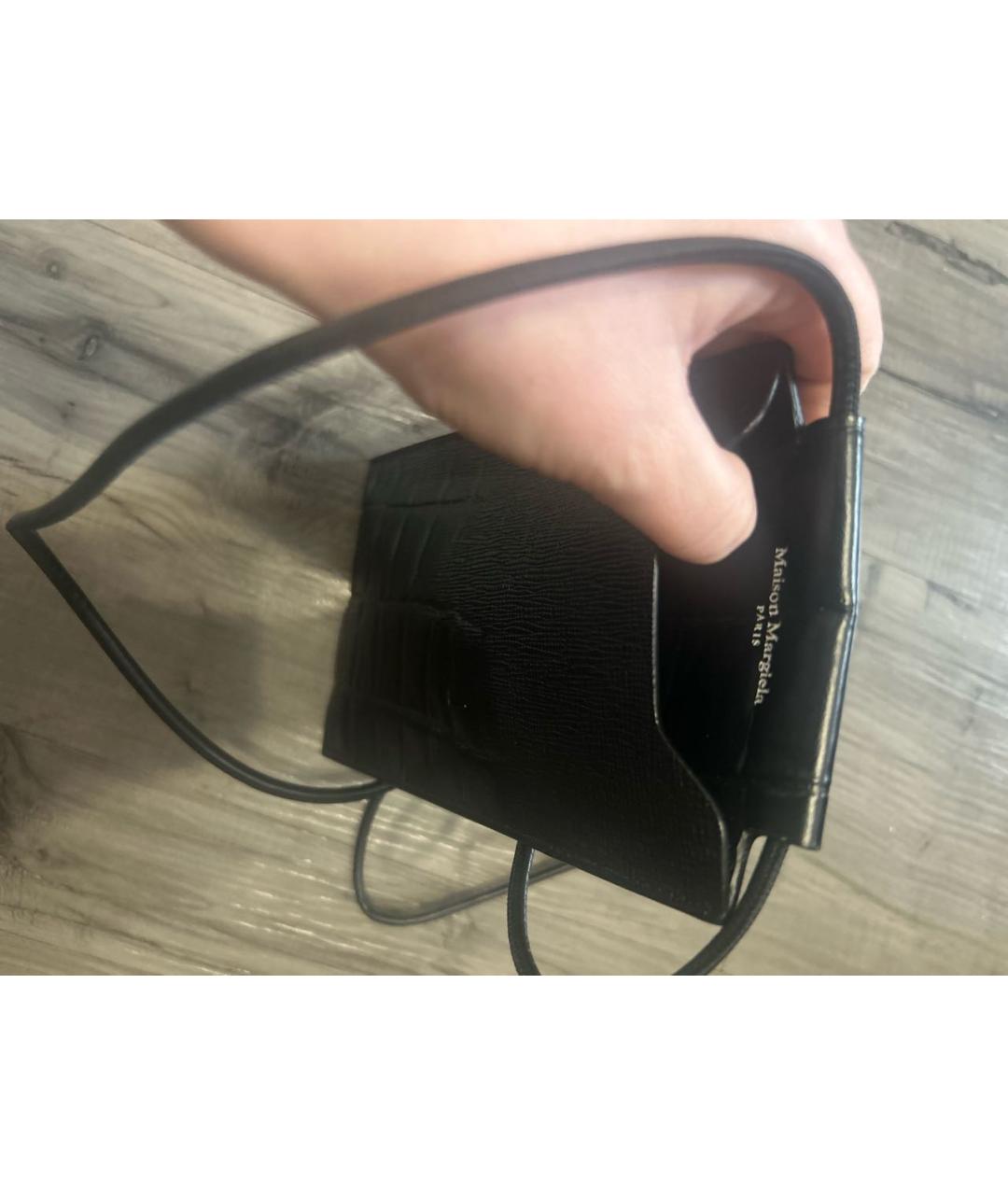 MAISON MARGIELA Черная кожаная сумка через плечо, фото 4