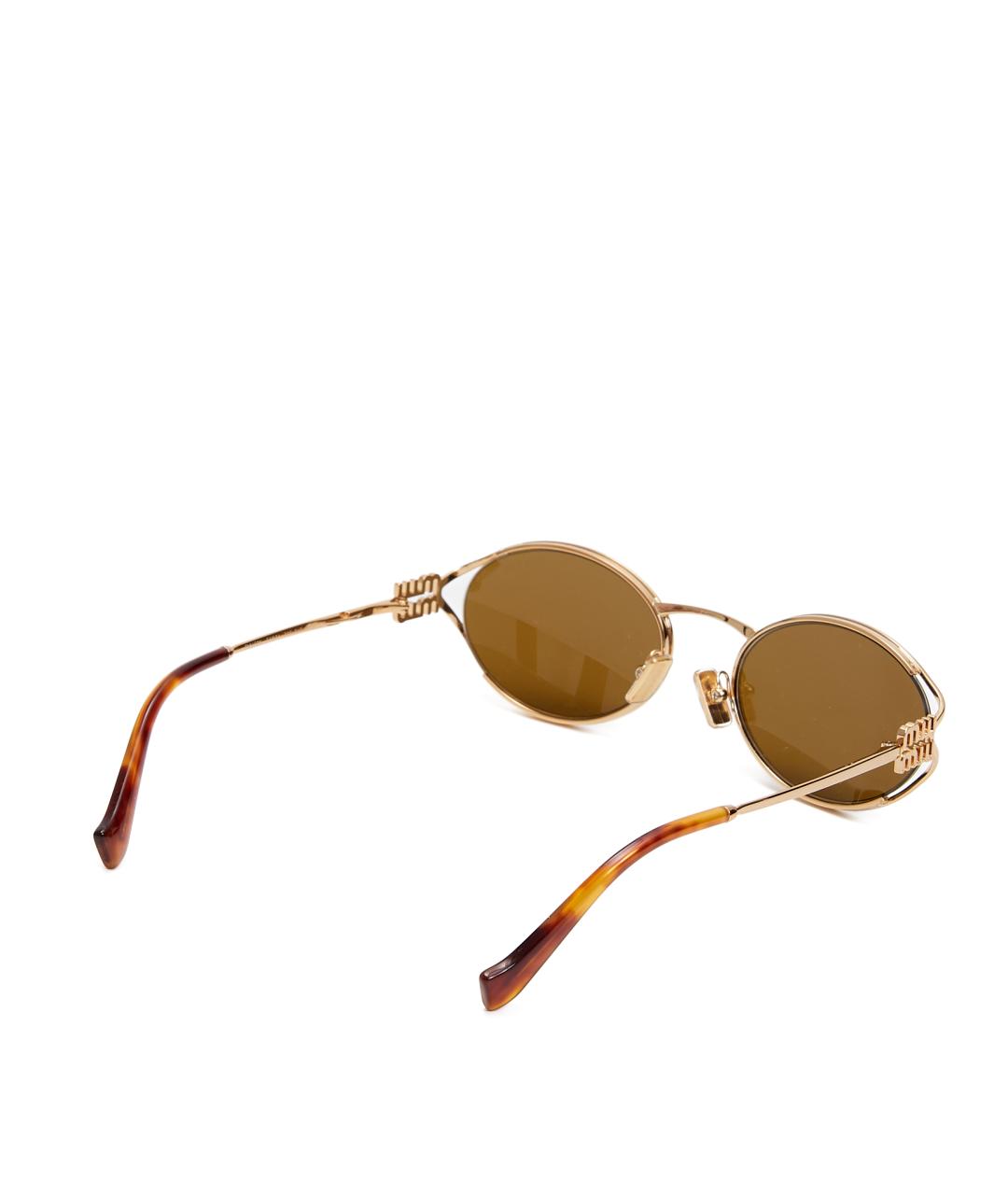 MIU MIU Золотые металлические солнцезащитные очки, фото 3