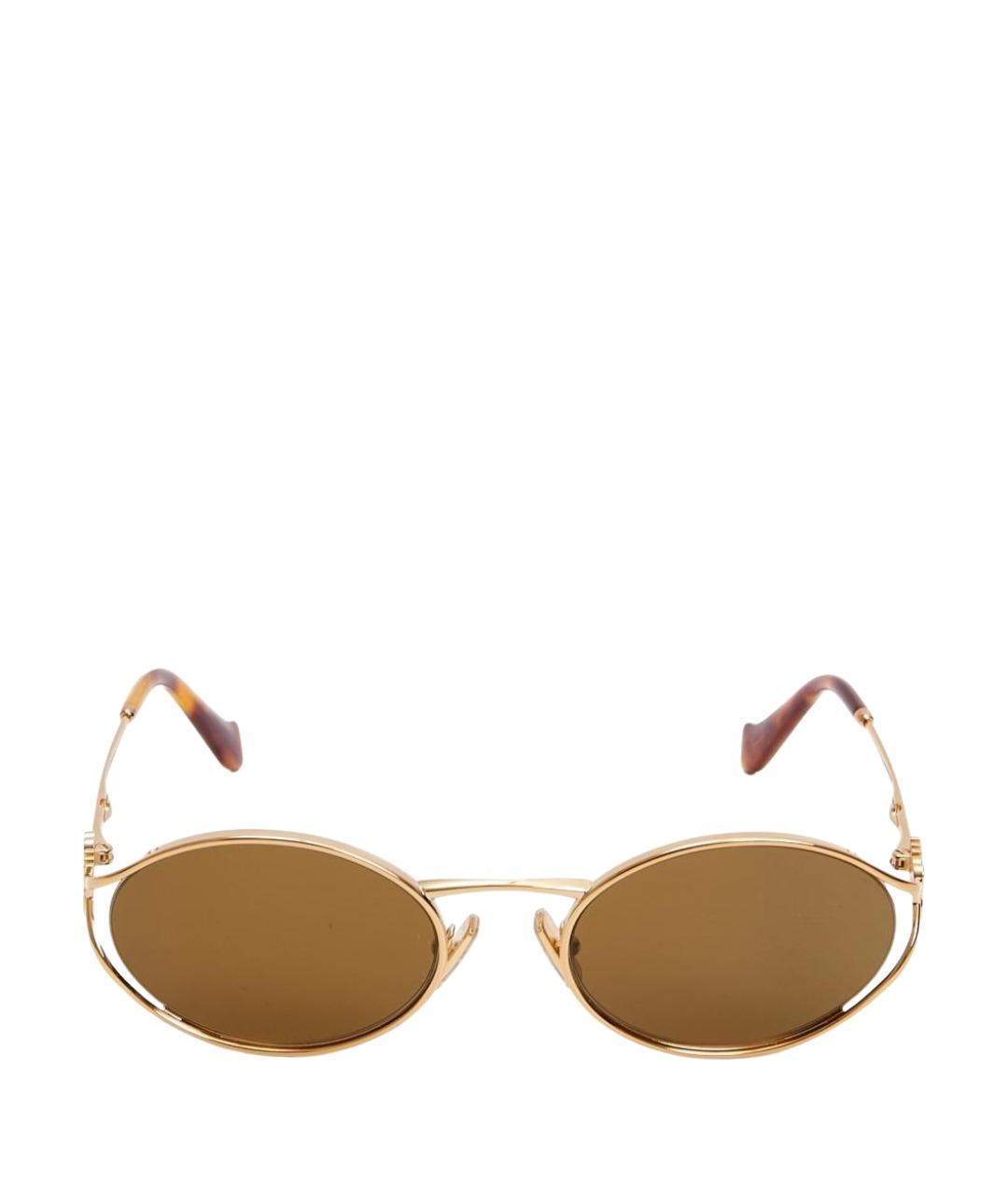 MIU MIU Золотые металлические солнцезащитные очки, фото 1