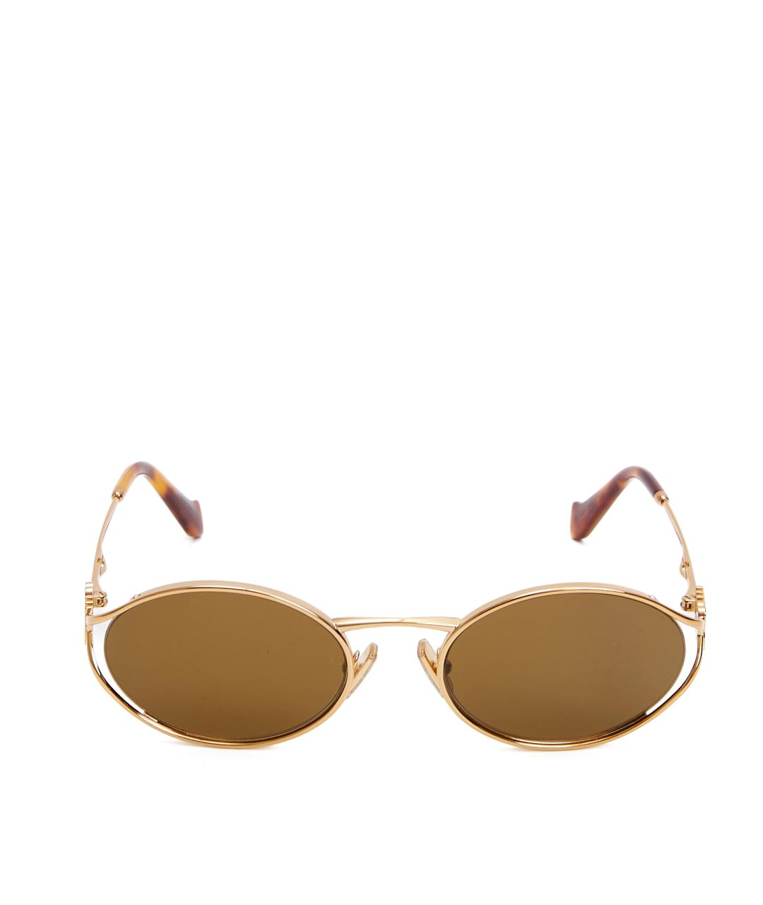 MIU MIU Золотые металлические солнцезащитные очки, фото 6