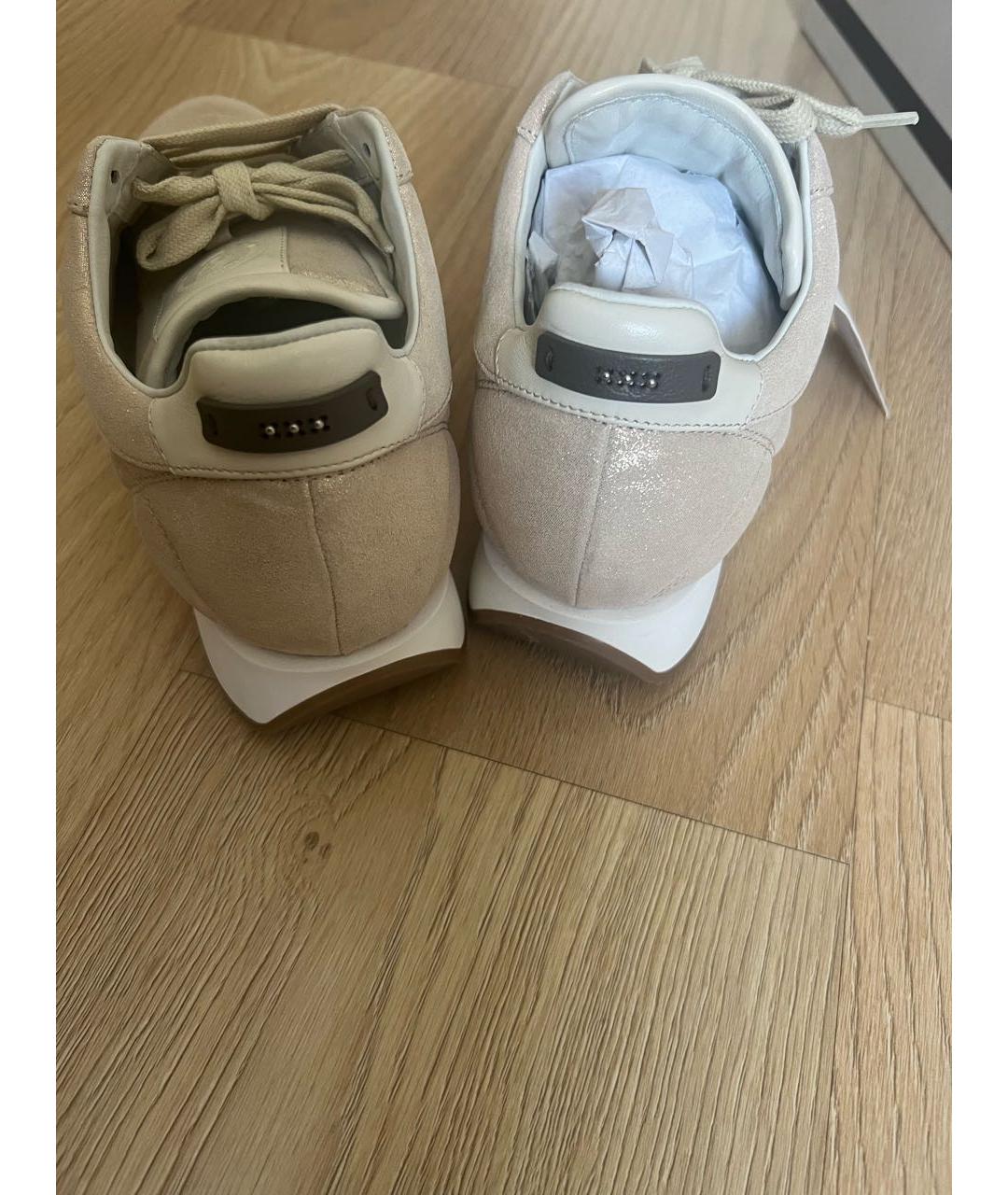 PESERICO Бежевые кожаные кроссовки, фото 3