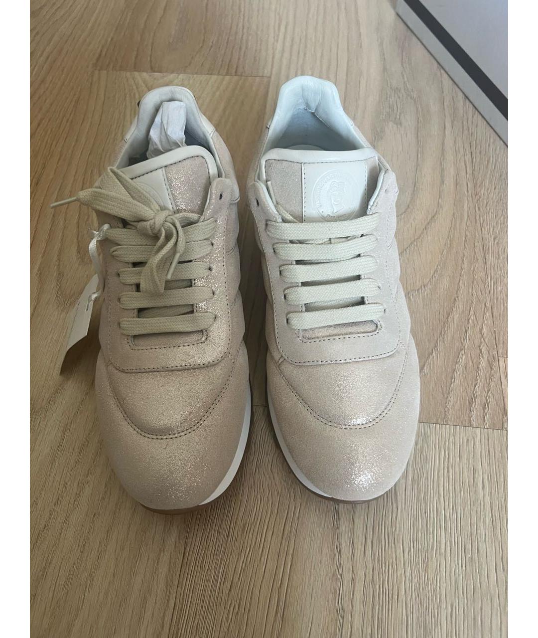 PESERICO Бежевые кожаные кроссовки, фото 5