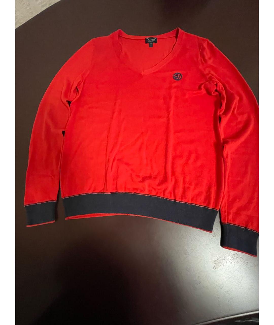 ARMANI JEANS Красный хлопковый джемпер / свитер, фото 4