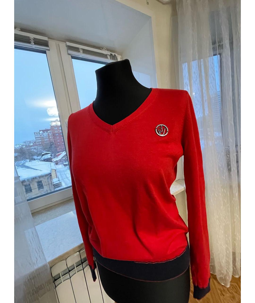 ARMANI JEANS Красный хлопковый джемпер / свитер, фото 2