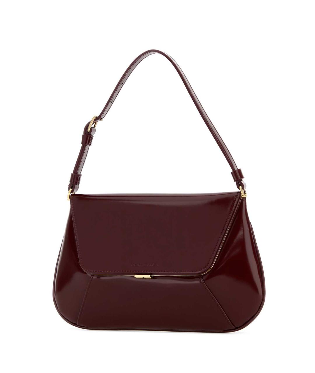 Amina Muaddi Бордовая кожаная сумка с короткими ручками, фото 2