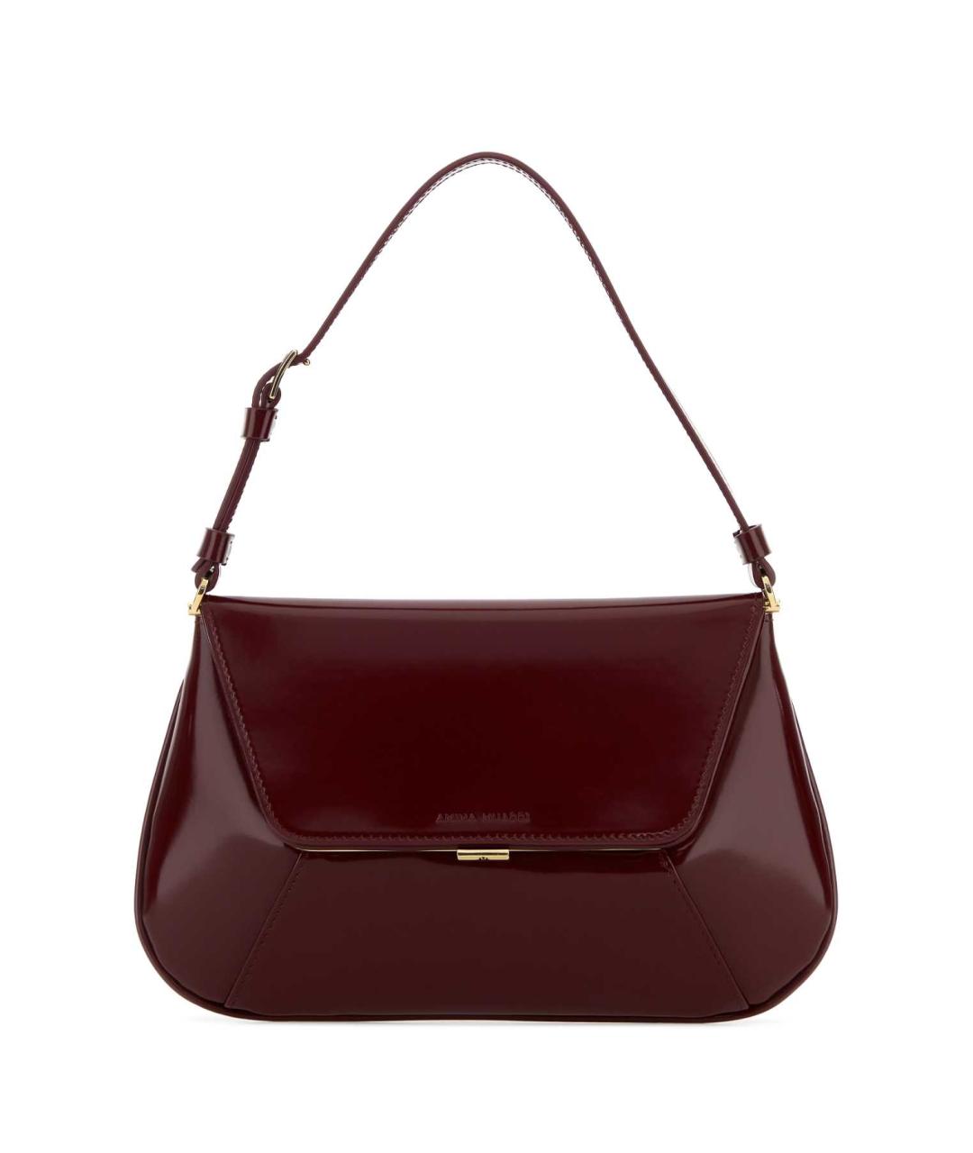 Amina Muaddi Бордовая кожаная сумка с короткими ручками, фото 1