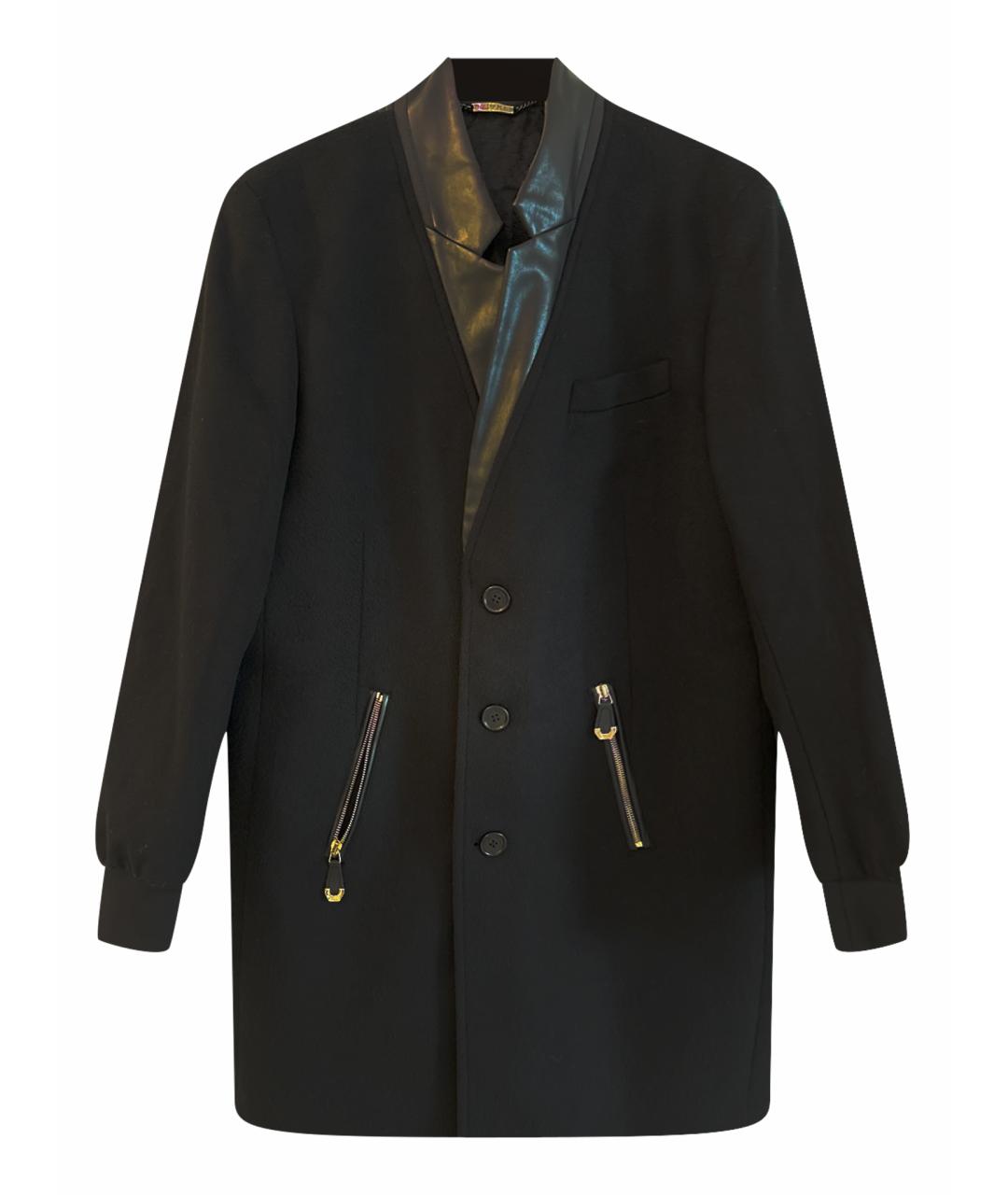 PHILIPP PLEIN Черное шерстяное пальто, фото 1