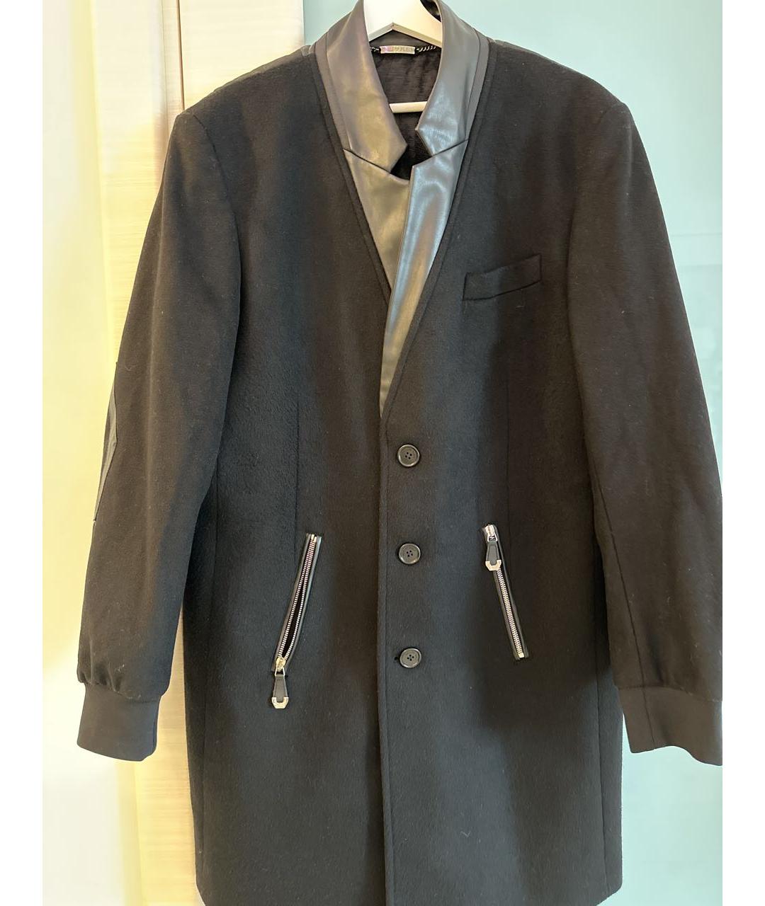 PHILIPP PLEIN Черное шерстяное пальто, фото 5