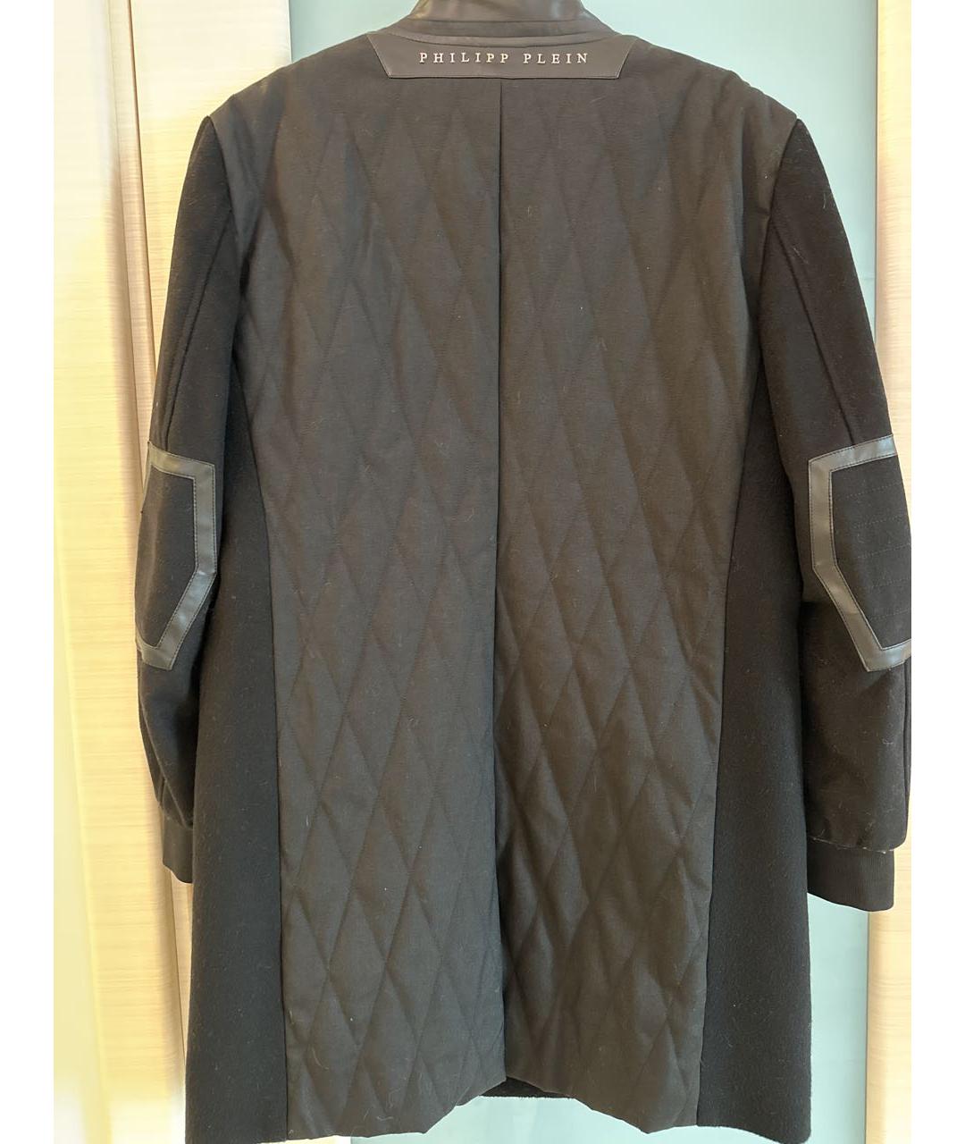 PHILIPP PLEIN Черное шерстяное пальто, фото 2