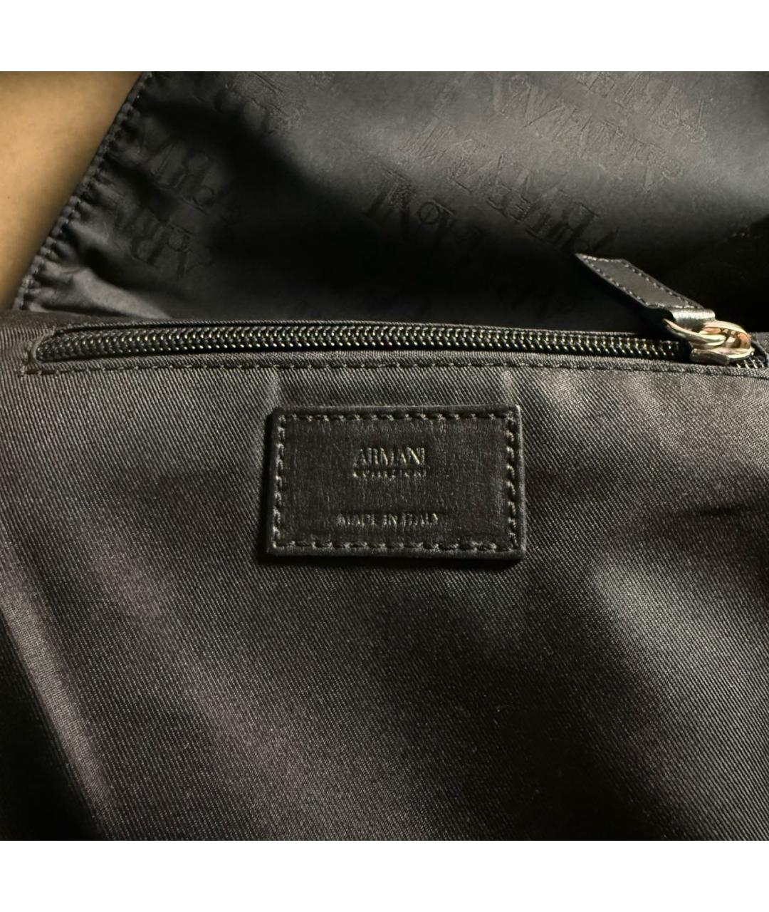 ARMANI COLLEZIONI Черная кожаная сумка на плечо, фото 4