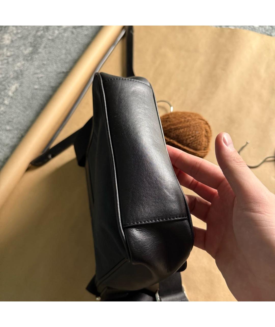 ARMANI COLLEZIONI Черная кожаная сумка на плечо, фото 6